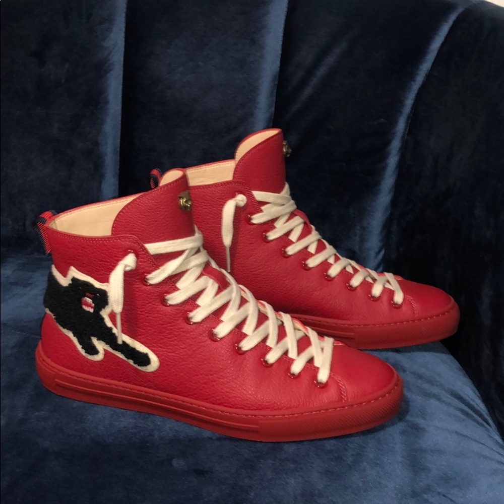 Gucci Major Panther Patch Leather High Top Sneaker - Picture 2 of 6